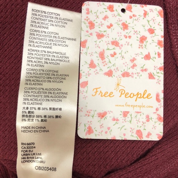 NWT - Free People In The Mix Cuff Top - Rio Vino - Picture 16 of 16